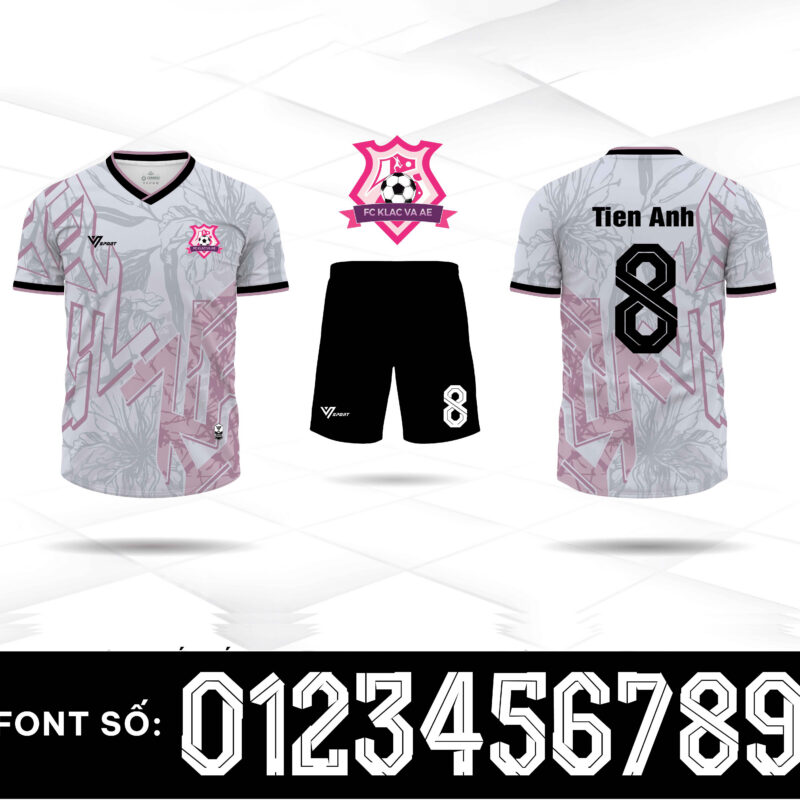 Áo bóng đá FC KLAC trắng xám phối hồng pastel – Thời trang thể thao đỉnh cao